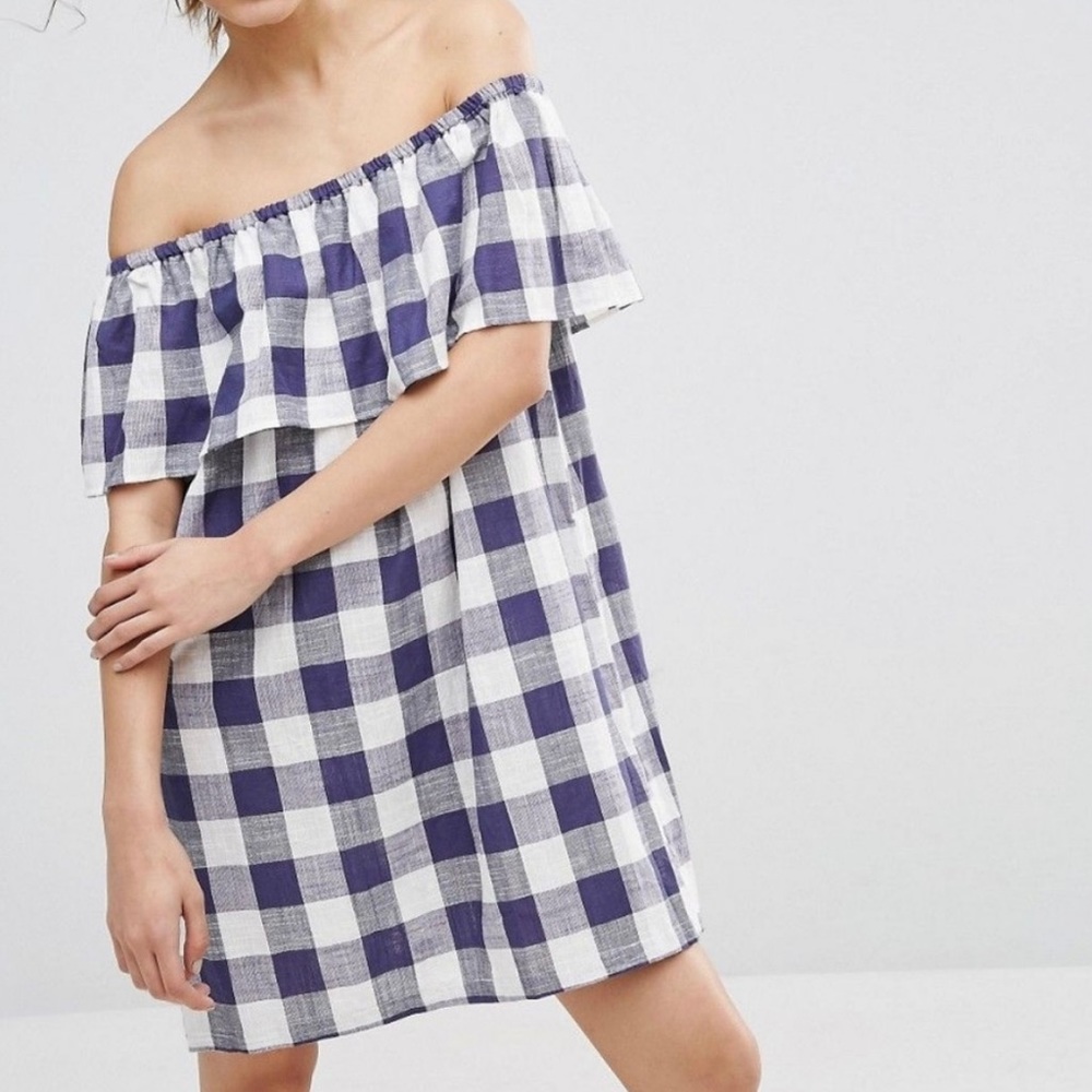 ASOS Gingham Off Shoulder Sundress